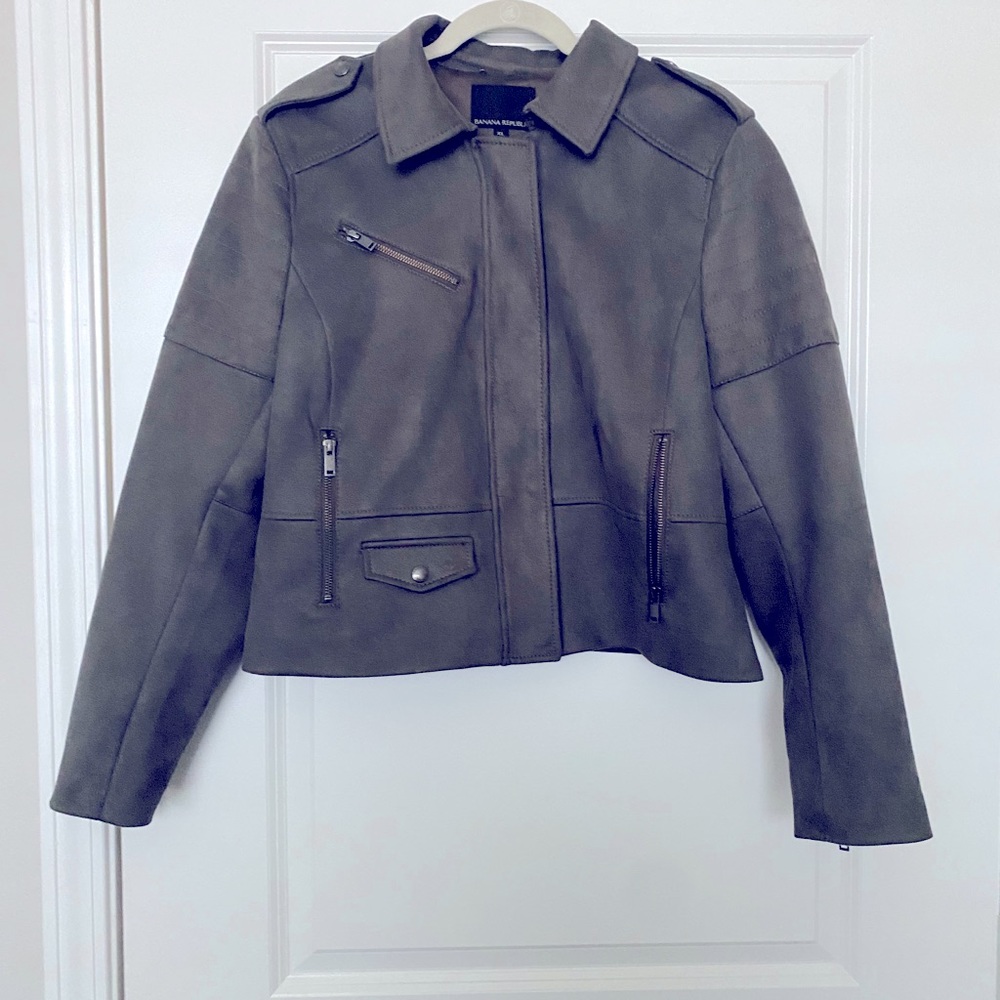 Banana Republic Green Suede Moto Jacket